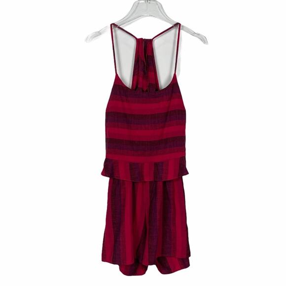Anthropologie Amadi Pink Striped Linen Blend Romper Size Small NEW - Picture 2 of 12